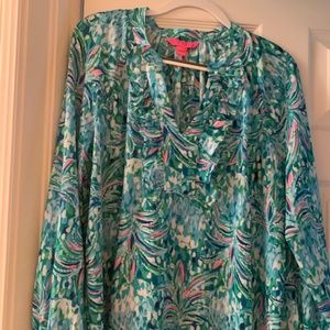Lilly Pulitzer Blouse with Ruffle Neckline